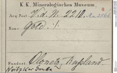 Etiketten zu Gold (NHMW-MIN-Aa2566)